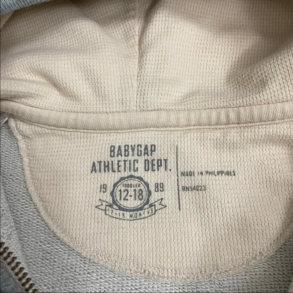 Baby Gap G Union Worker Hoodie Full Zip Size 12-18M Cozy Kids Sweatshirt
